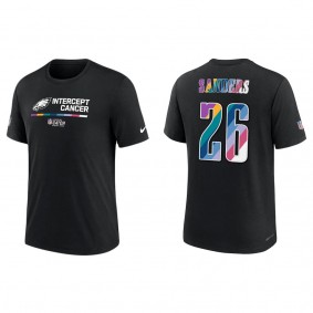 Miles Sanders Philadelphia Eagles Black 2022 Crucial Catch Performance T-Shirt